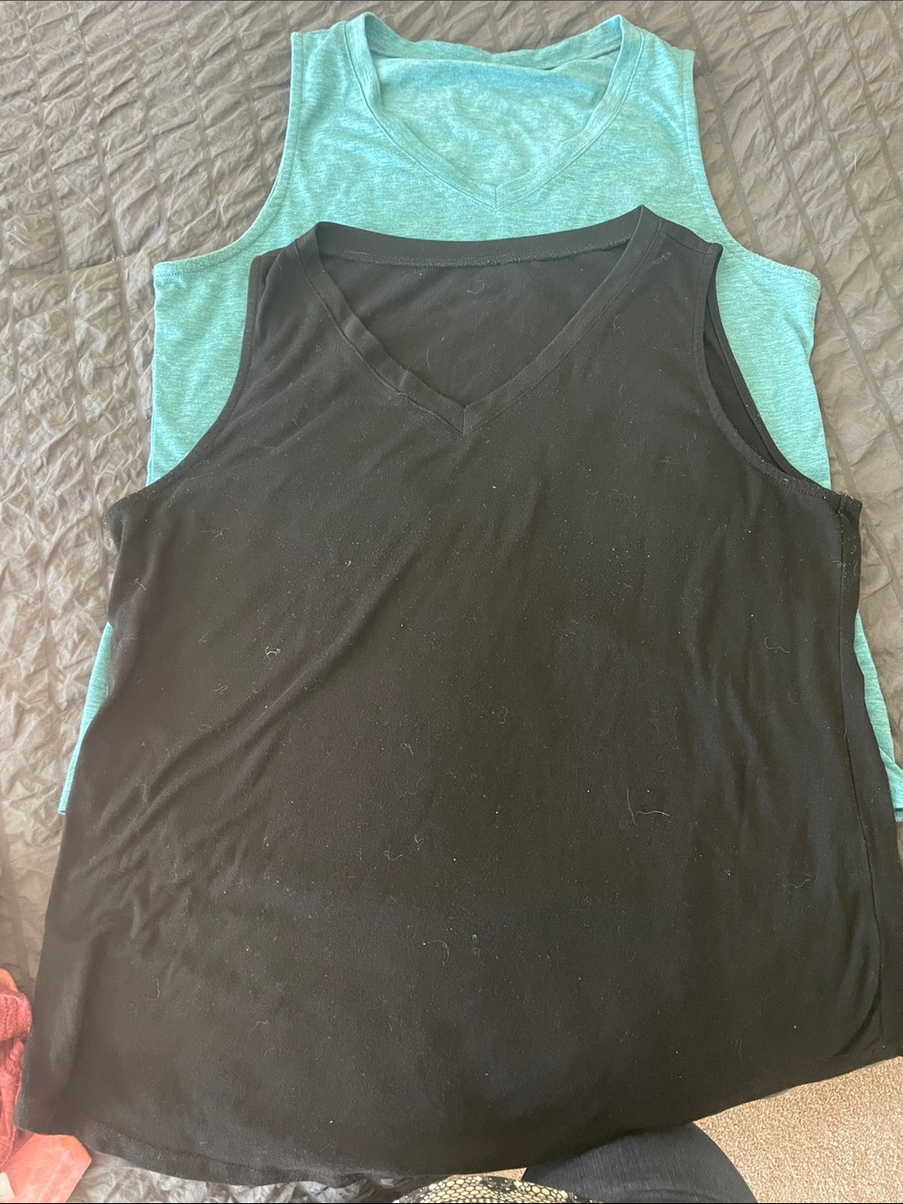 Women’s V-Neck Tank Top - Black and Teal